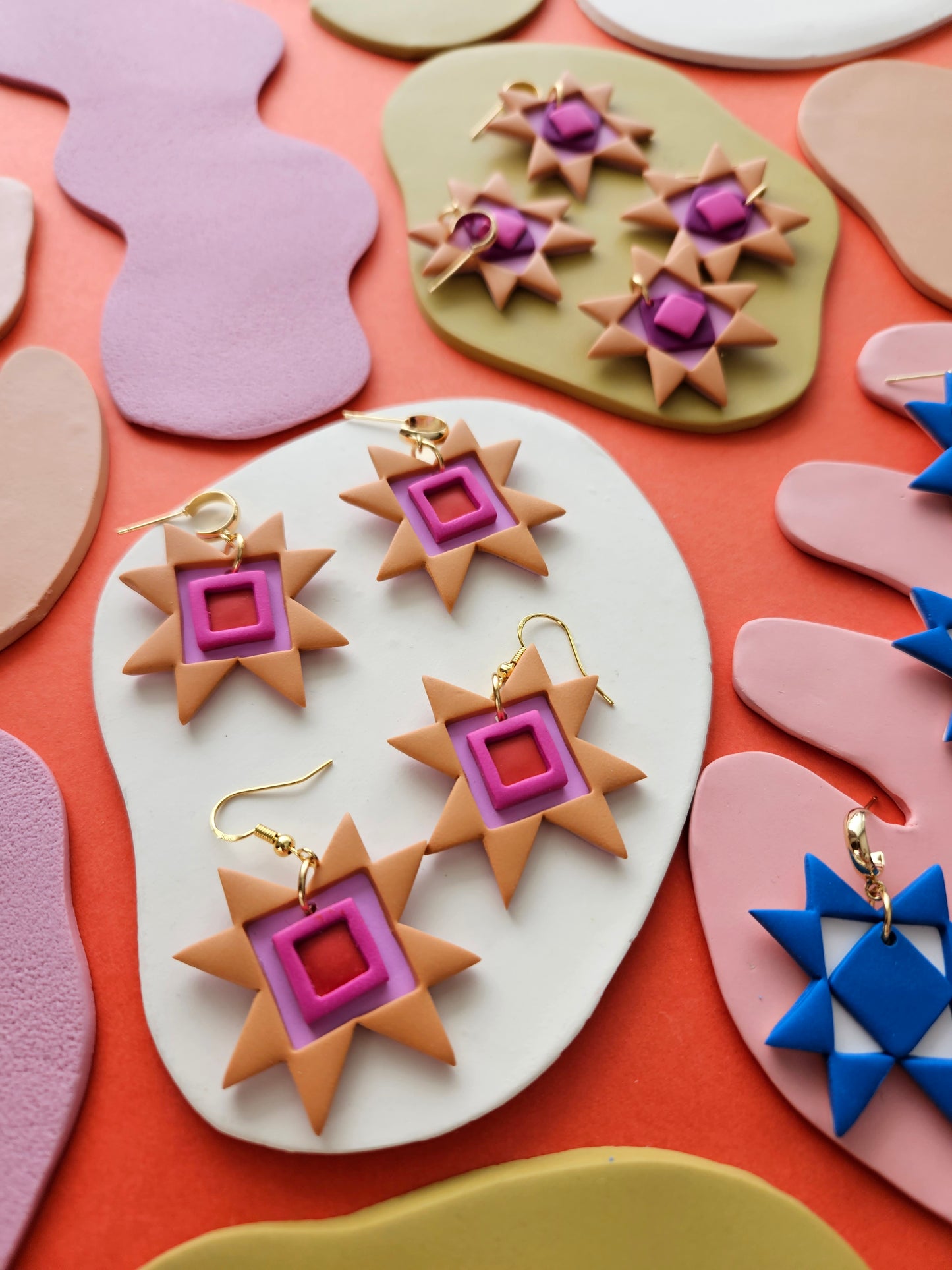 "The Lisa" Quilted Star Patchwork Polymer Clay Earring // Lisa Congdon Collection