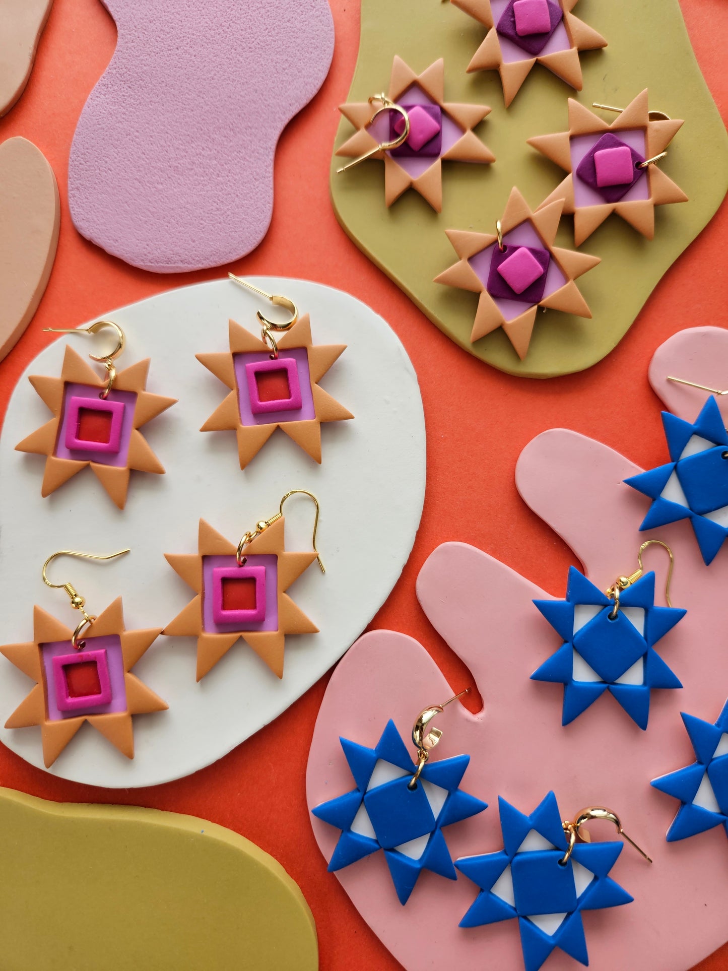 "The Lisa" Quilted Star Patchwork Polymer Clay Earring // Lisa Congdon Collection