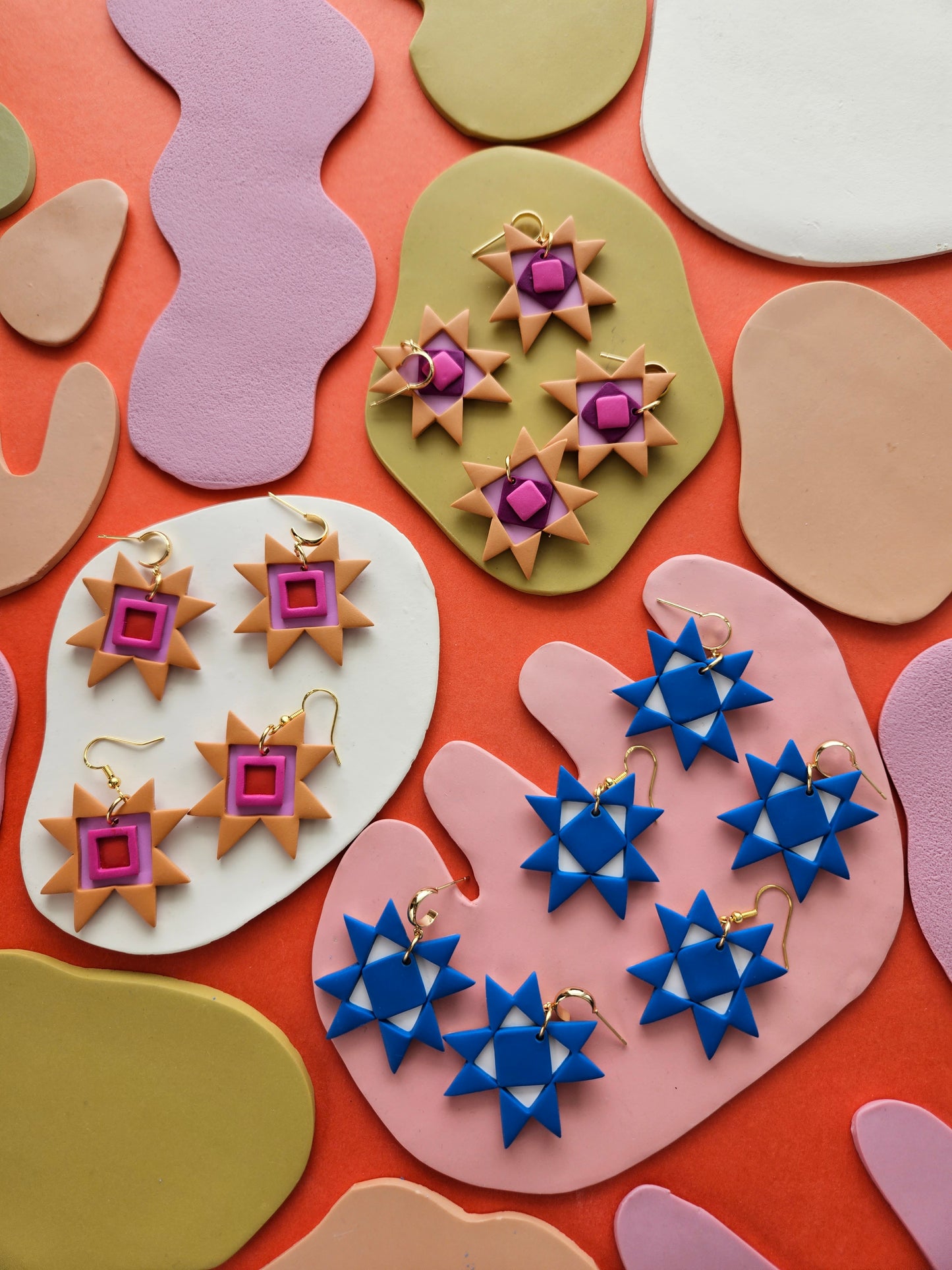 "The Lisa" Quilted Star Patchwork Polymer Clay Earring // Lisa Congdon Collection