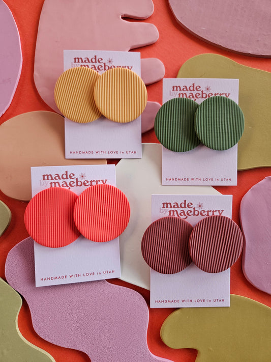 "The Yayoi" Large Textured Circle Stud Statement Earrings