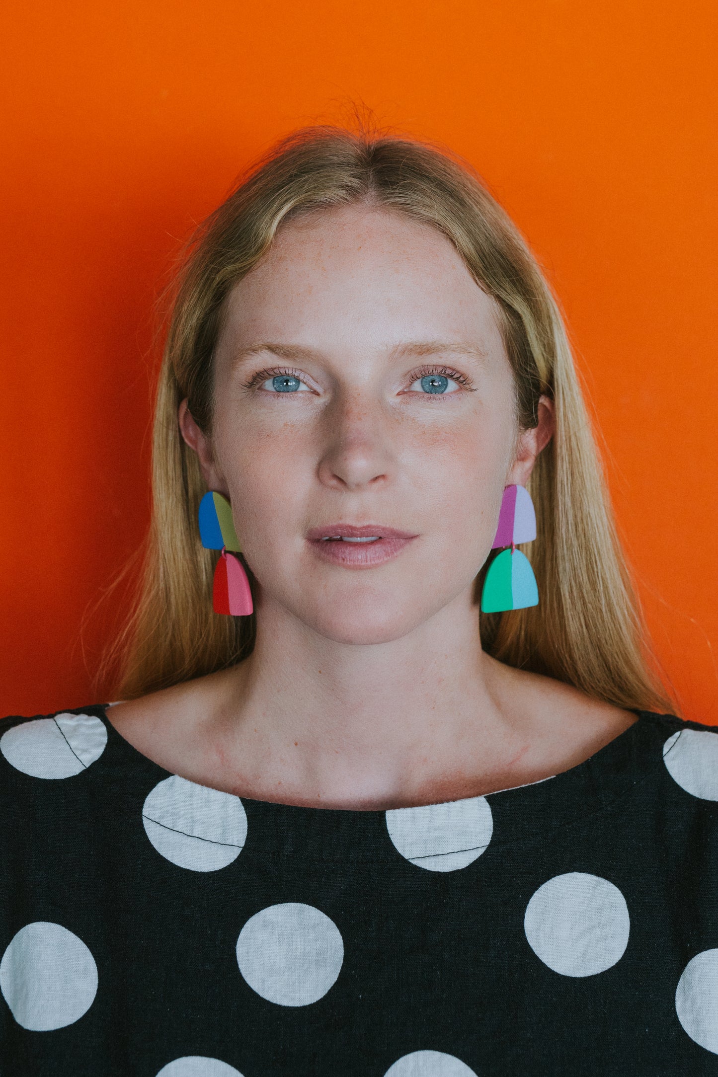 LMT ED "The Dua" in Pinks + Purples Color Block Polymer Clay Statement Earrings