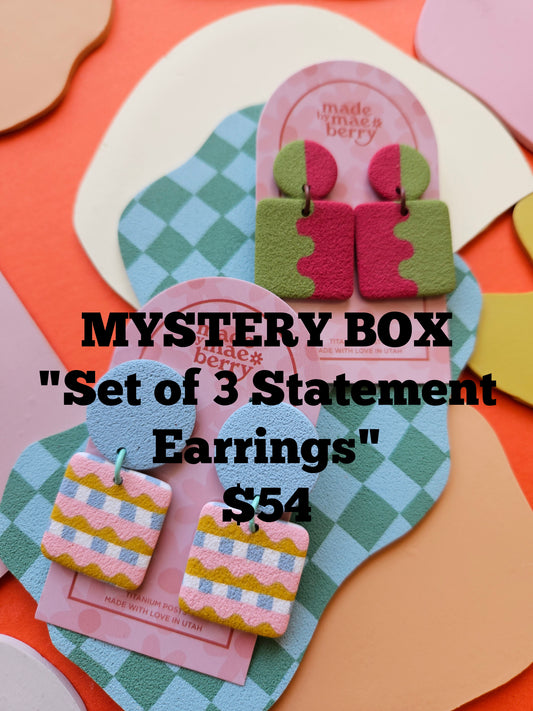 MYSTERY BOX Set of 3 Statement Earrings $54