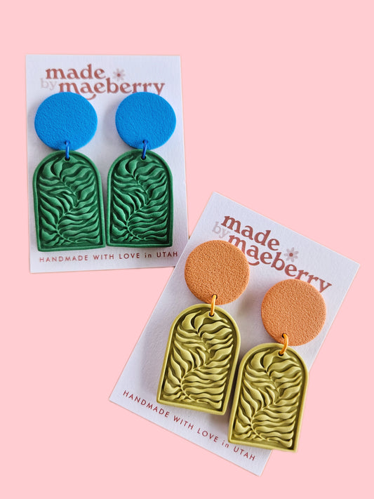 The Fern Large Color Way No. 2 Matisse Inspired Polymer Clay Earrings