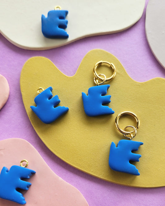 Blue Bird Charm Earrings / Charms for Necklaces