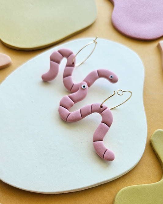 Wiggly Worm Polymer Clay Handmade Earrings