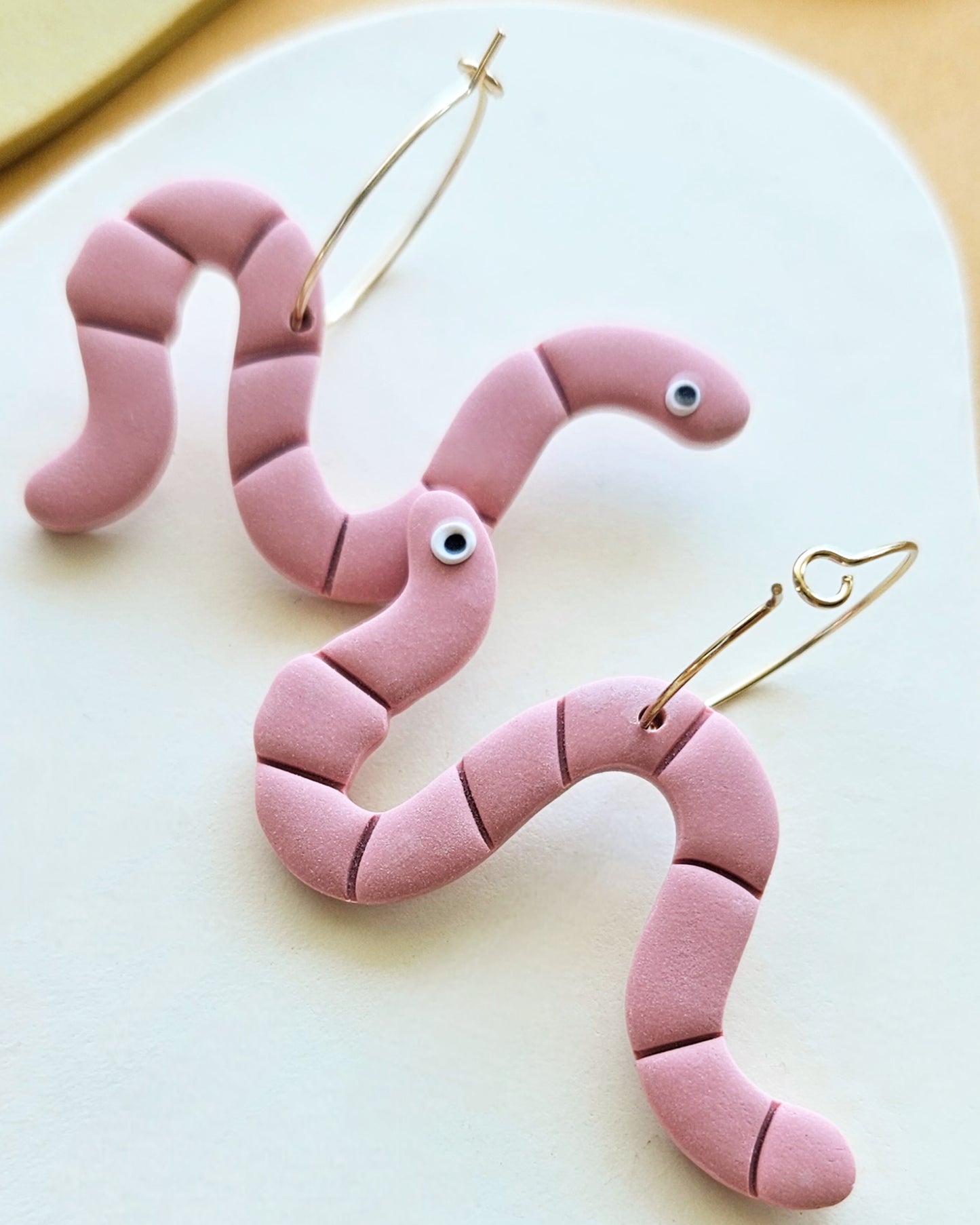 Wiggly Worm Polymer Clay Handmade Earrings