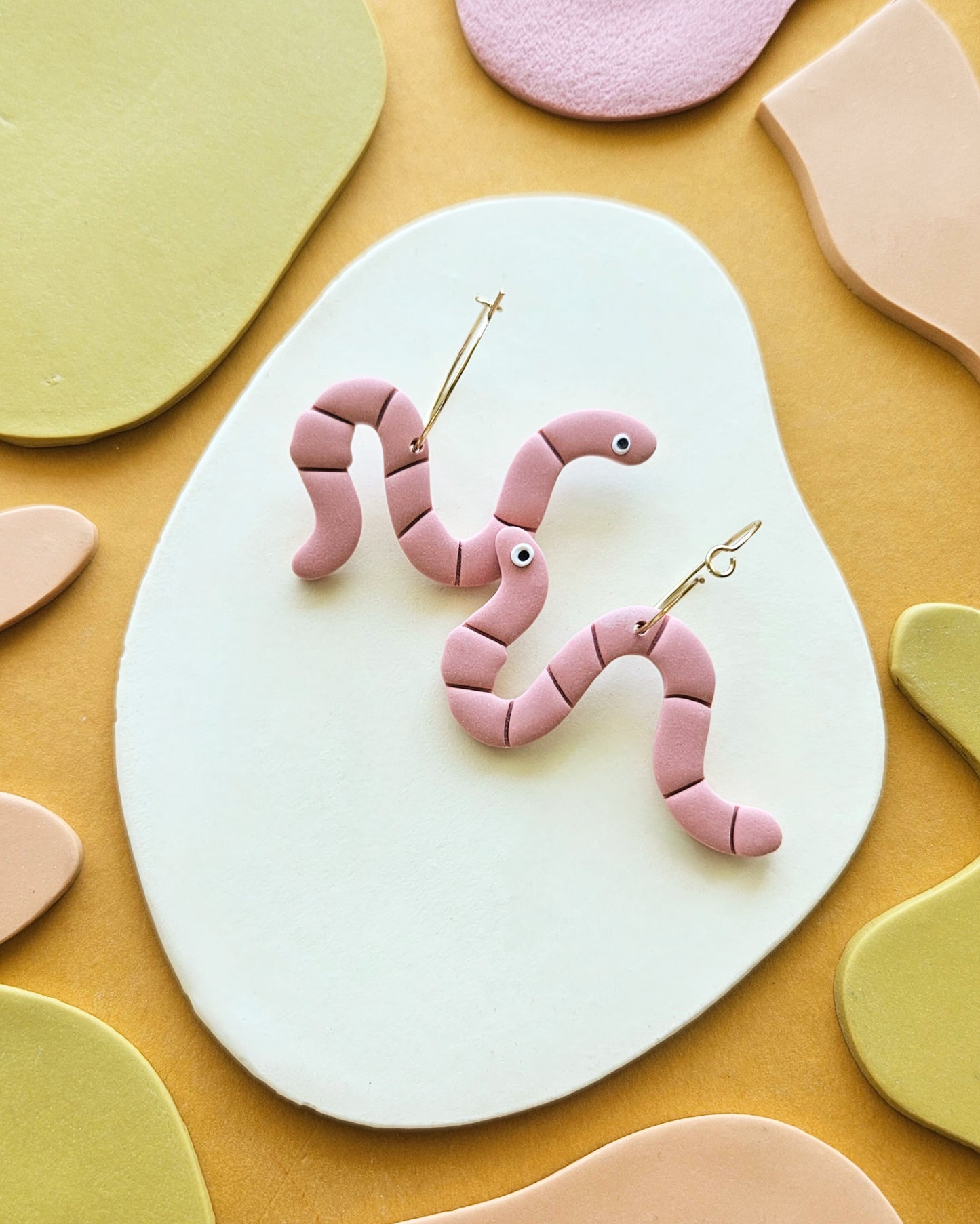Wiggly Worm Polymer Clay Handmade Earrings