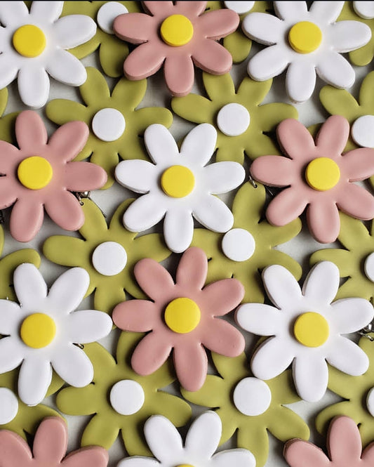 "THE DAISY" Flower Power Statement Earrings Polymer Clay Handmade Earrings