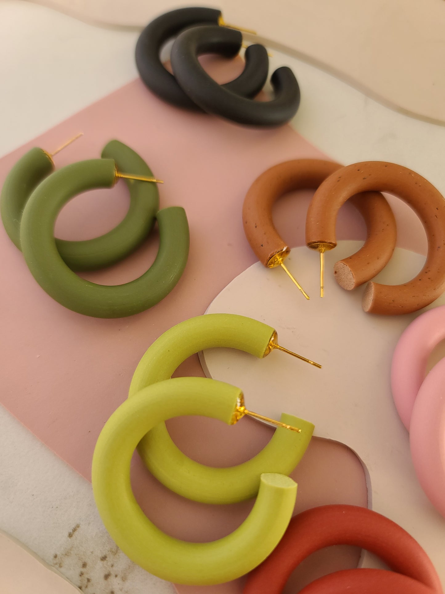 Classic Polymer Clay Medium 1.5" Hoop Earrings