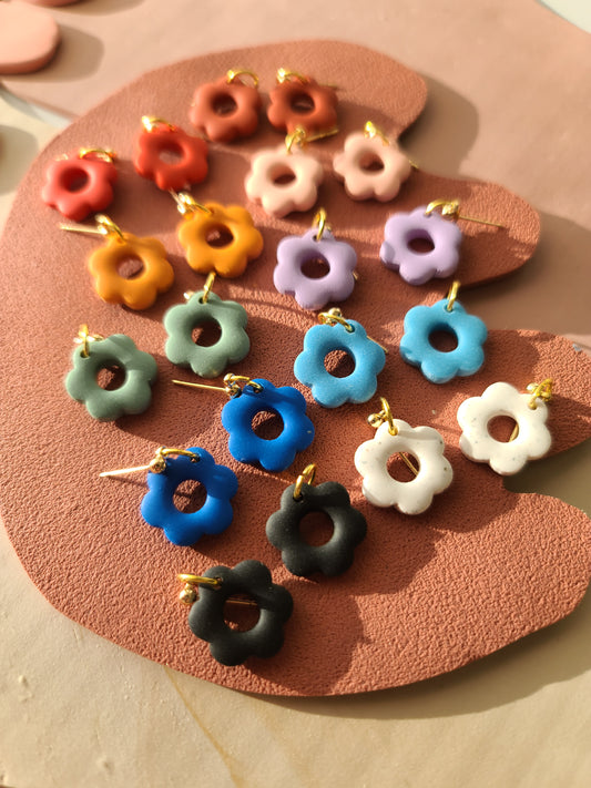 Mini Flower Dangle Earrings 14k Gold Plated