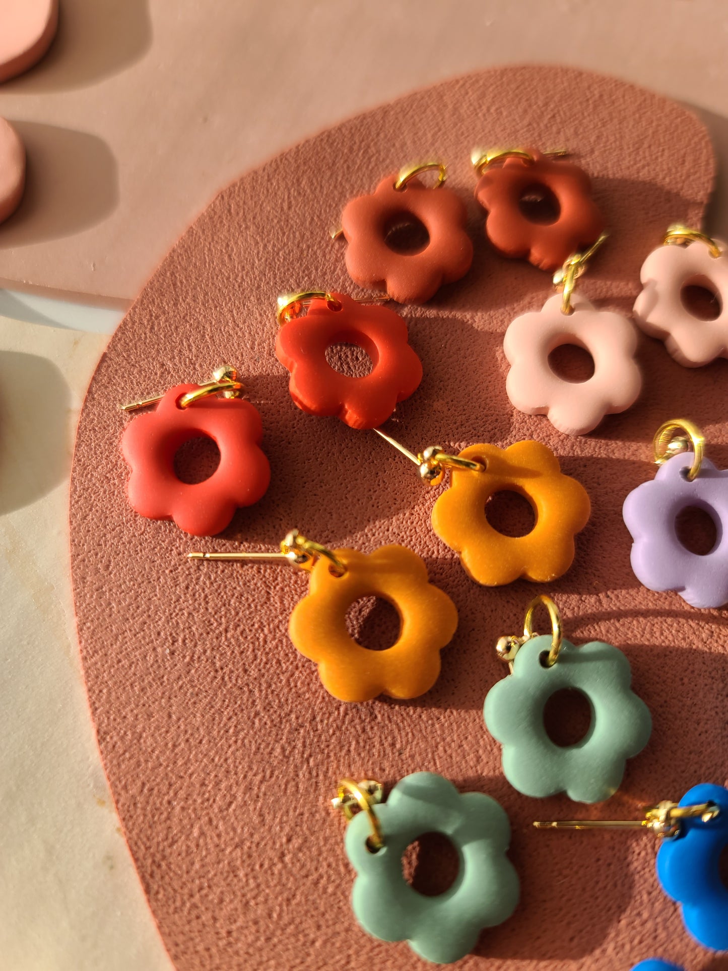 Mini Flower Dangle Earrings 14k Gold Plated