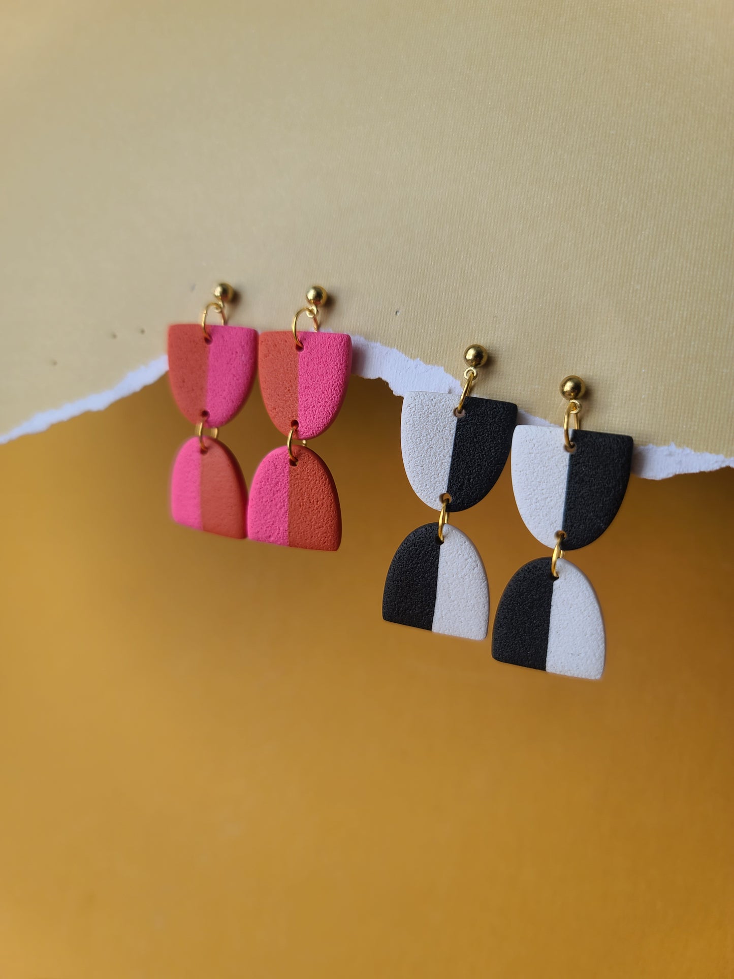 The Stella Two Tone Color Block Earrings